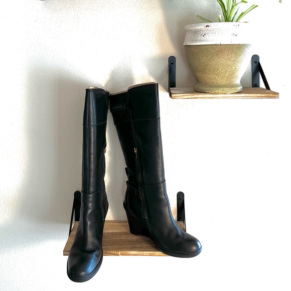 Timberland Shoes | Timberland Stratham Heights Sexy Wedge Heel Wide Calf Boots Sz 10 | Color: Black | Size: 10 | Pm-69079465's Closet